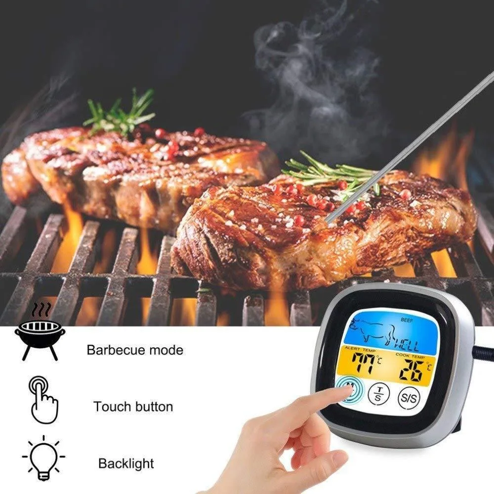 Digital touch screen food thermometer, kitchen electronic timer, barbecue meat baking Temperature, Cooking,термометр для гриля 3
