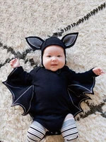 Boys and girls European and American spring and autumn Halloween Batman hooded long-sleeved jumpsuit romper two-piece children&# 5
