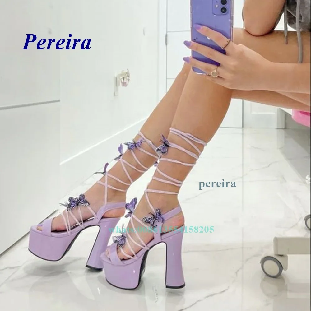 Pixie Queen Lace Up Purple Butterfly Platform Heels Pixie Queen