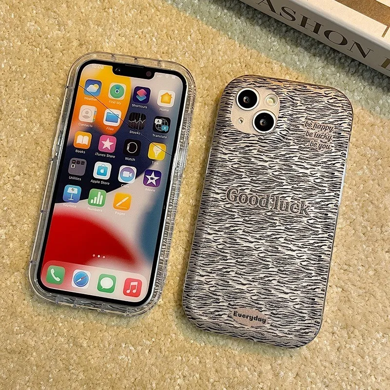 

Art Corrugated Phone Case Suitable for 13 14 12 11 Promax Xs X Xsmax 7 8 Plus SE Anti Drop Niche Minimalist Protective Cover