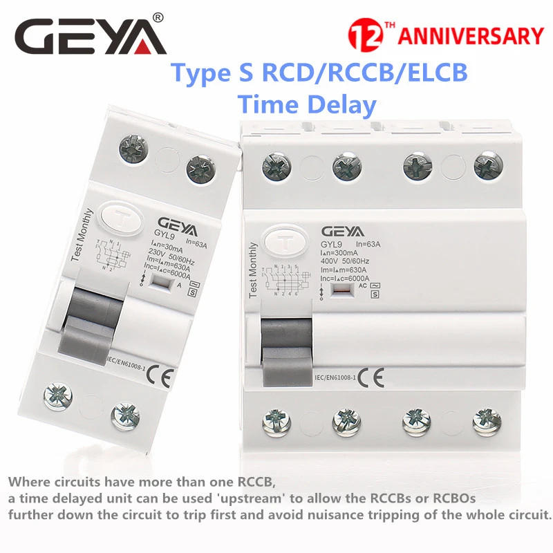 Geya Gyl9 Acs Type Time Delayed Rcd Rccb Elcb Delay Type