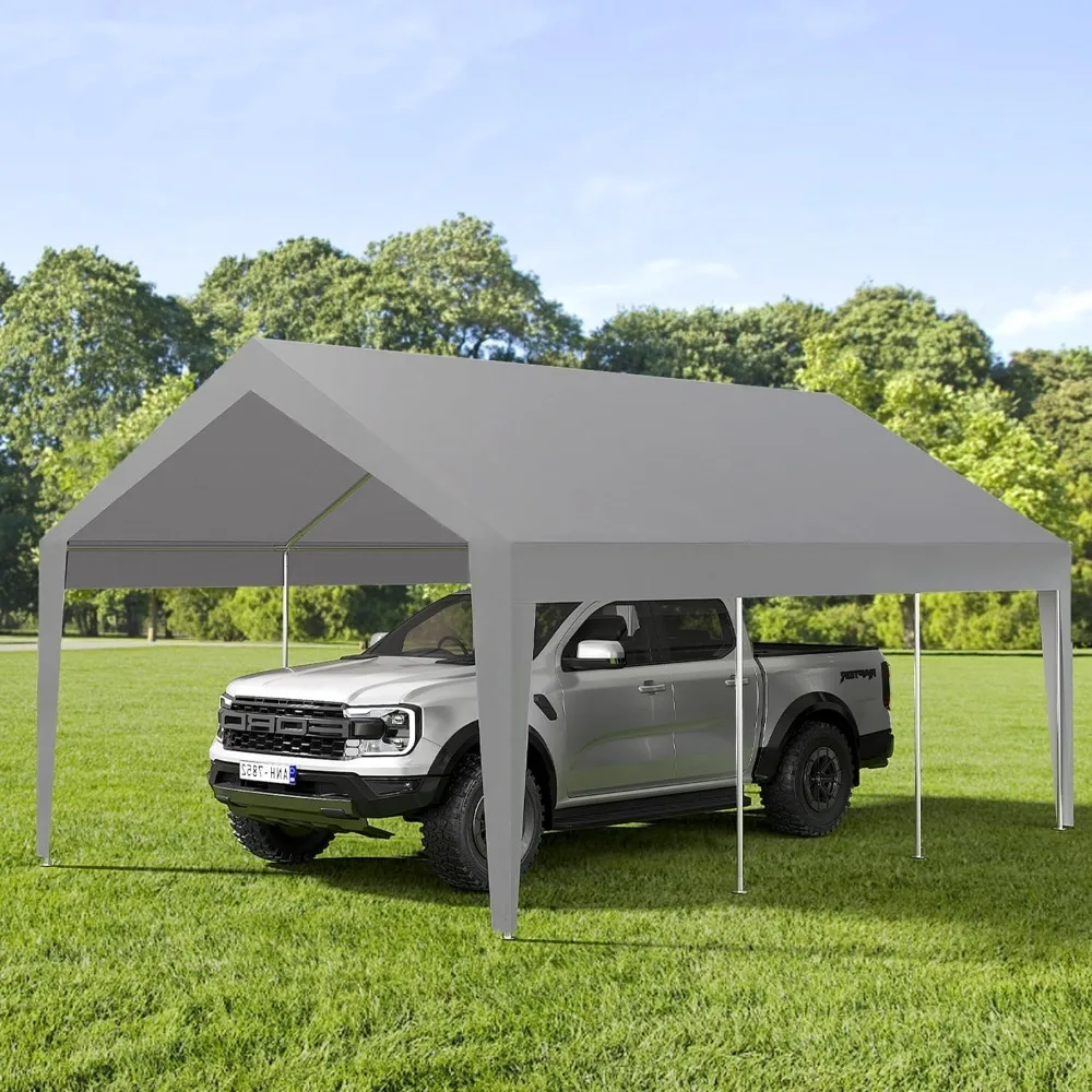 

10'x20' Carport Garage with 8 Legs, All-Season Tarp for Car, Truck, SUV, Extra Large Heavy Duty Portable Carport Garage