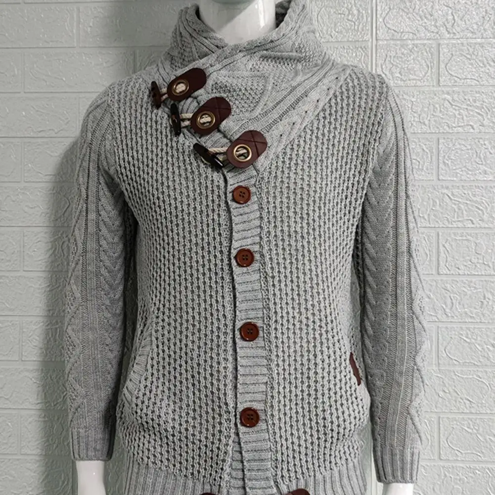Stylish Men Sweater Long Sleeve Streetwear Super Soft Knitting High Collar Sweater Cardigan Sweater 4