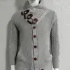Stylish Men Sweater Long Sleeve Streetwear Super Soft Knitting High Collar Sweater Cardigan Sweater 4
