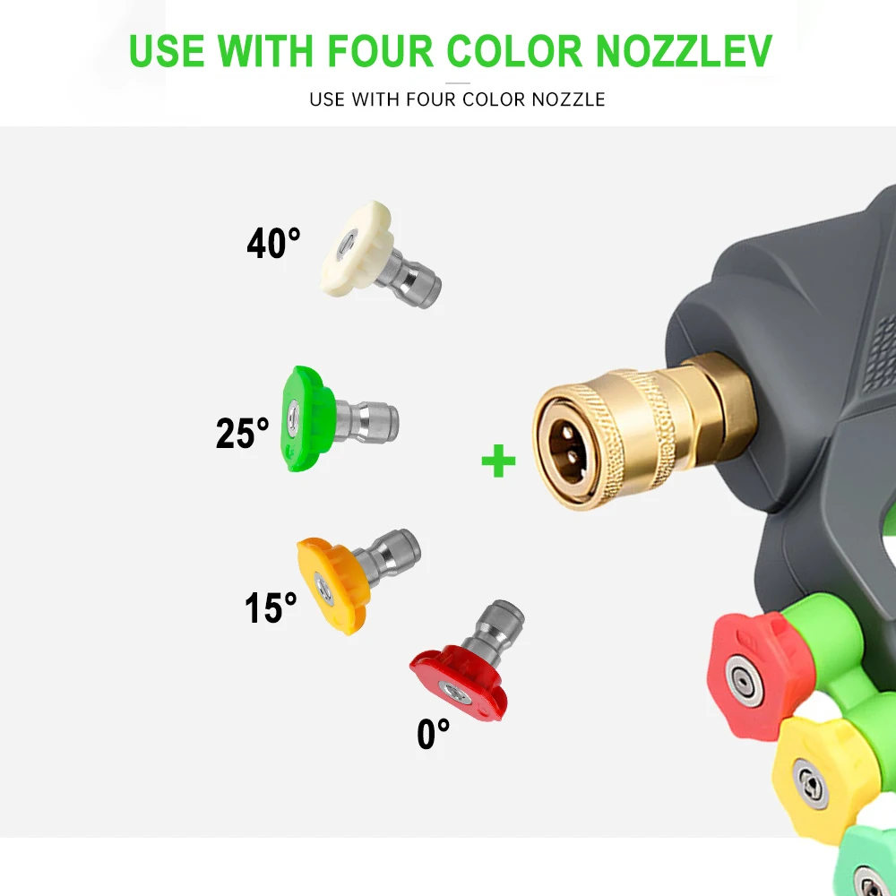 헤비 듀티 숏 카워시 건 회전식 엉킴 방지 고압 4색 노즐 키트 가정용 전문 자동차 미용 디테일링