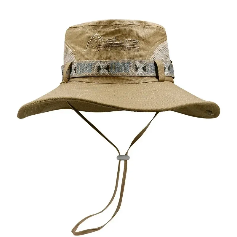 Men's UV Protection Wide Brim Mesh Sun Hat - Outdoor Safari & Beach Cap