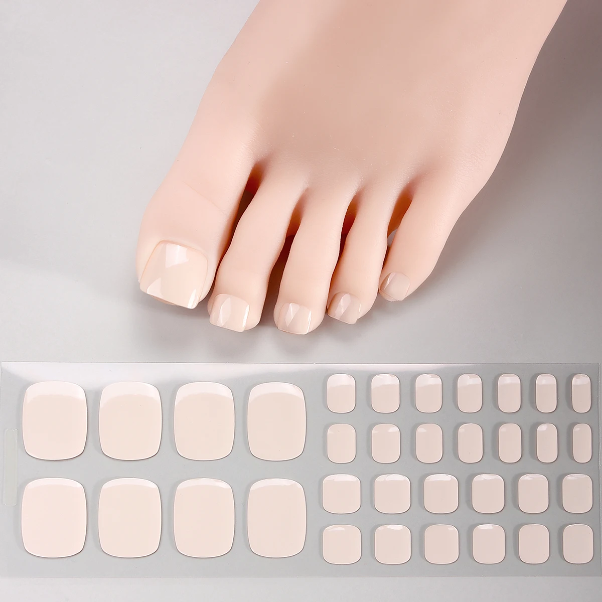 Nail Stickers 34tips Solid Bake Free Gel Toe Nail Strips Naked Color Red Pink Black Adhesive Gel Polish Nail Stickers DIY Pedicure Manicure