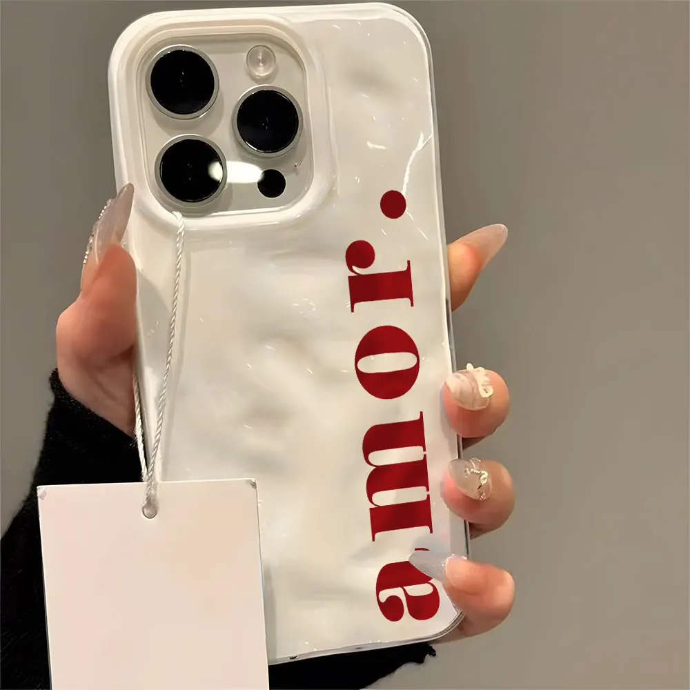 Minimalist Art Text Shockproof Wave Texture Phone Case