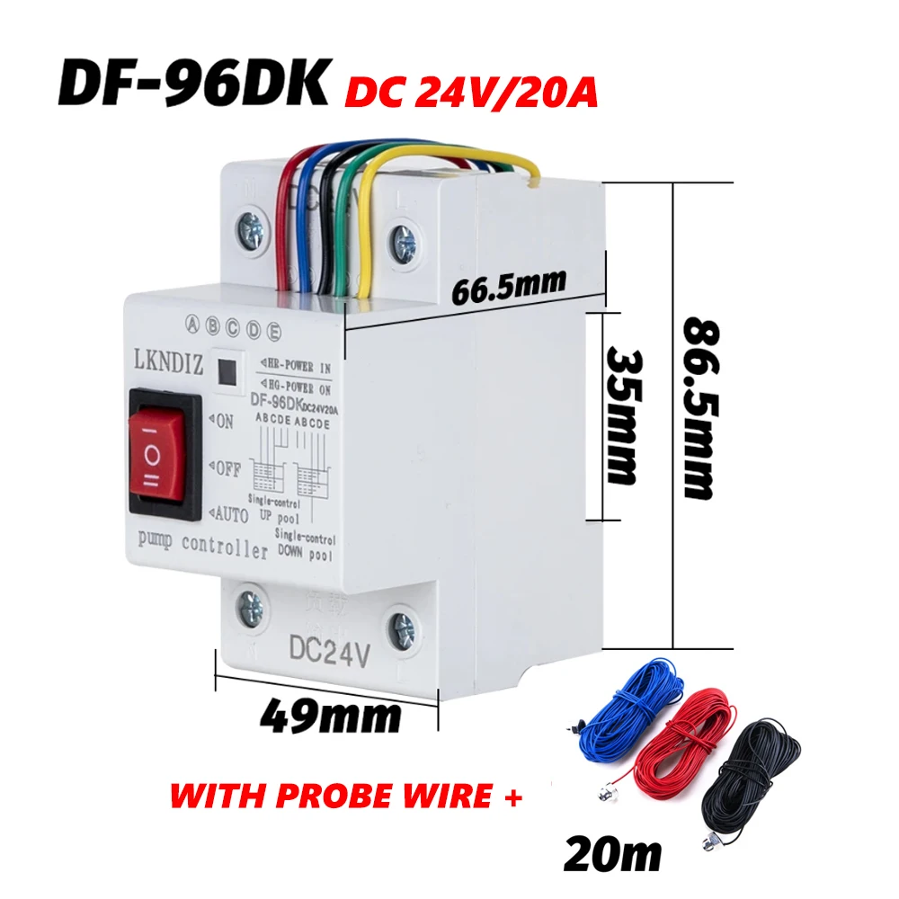 DF-96DK Automatic Water Level Controller Switch DC 12V 24V 20A Water tank Liquid Level Detection Sensor Pump Controller