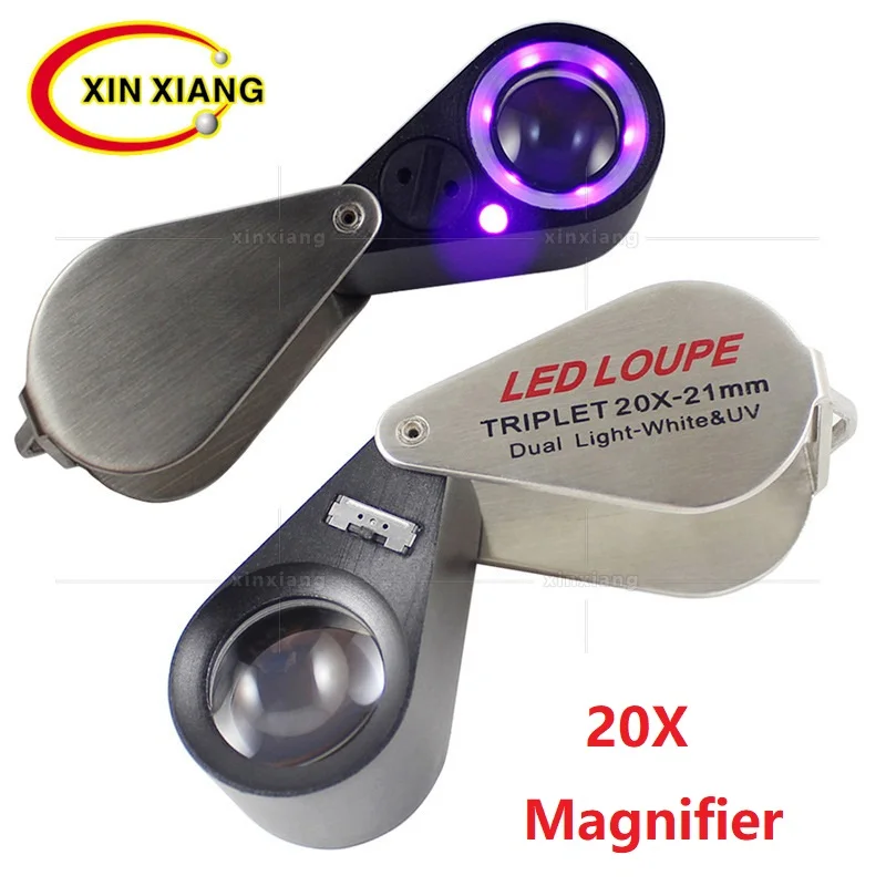 High Grade Jewelry Loupe For Diamonds Hand Held Magnifier 20x Led Loupe Portable Magnifying