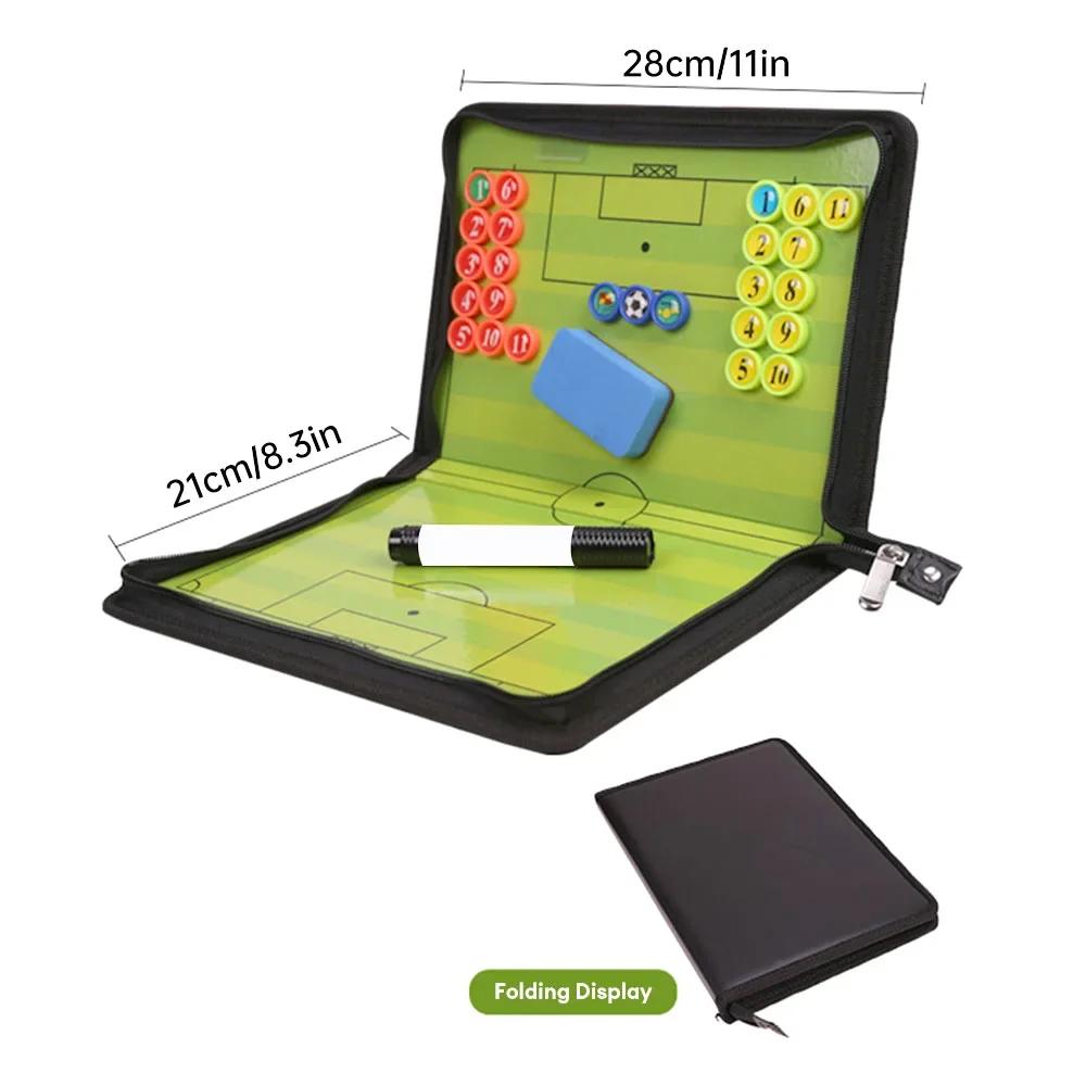 Coach Board Magnetic Zipper Soccer Tactical Board Foldable Strategy With Pen Clipboard