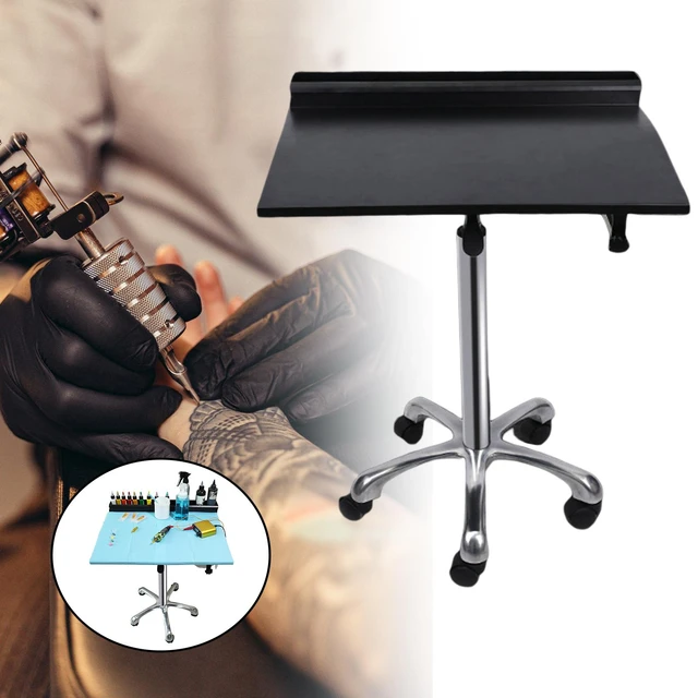 Mesa de trabajo para tatuajes, fácil de mover, con bandeja de