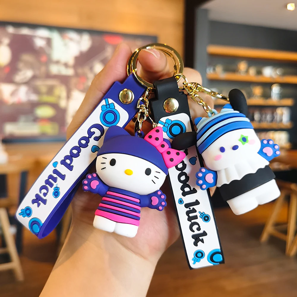 

Sanrio Hello Kitty Keychain Cute Cat Paw Doll Anime Figure Kuromi Cinnamoroll Pendants Car Key Chain Bag Keyring Birthday Gifts