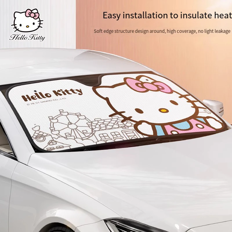 

Anime Hellokittys Sanrios Car Sunshade Cartoon Sun Protection Sunshades Sun Visor Car Window Parasol Inside Car Heat Insulation