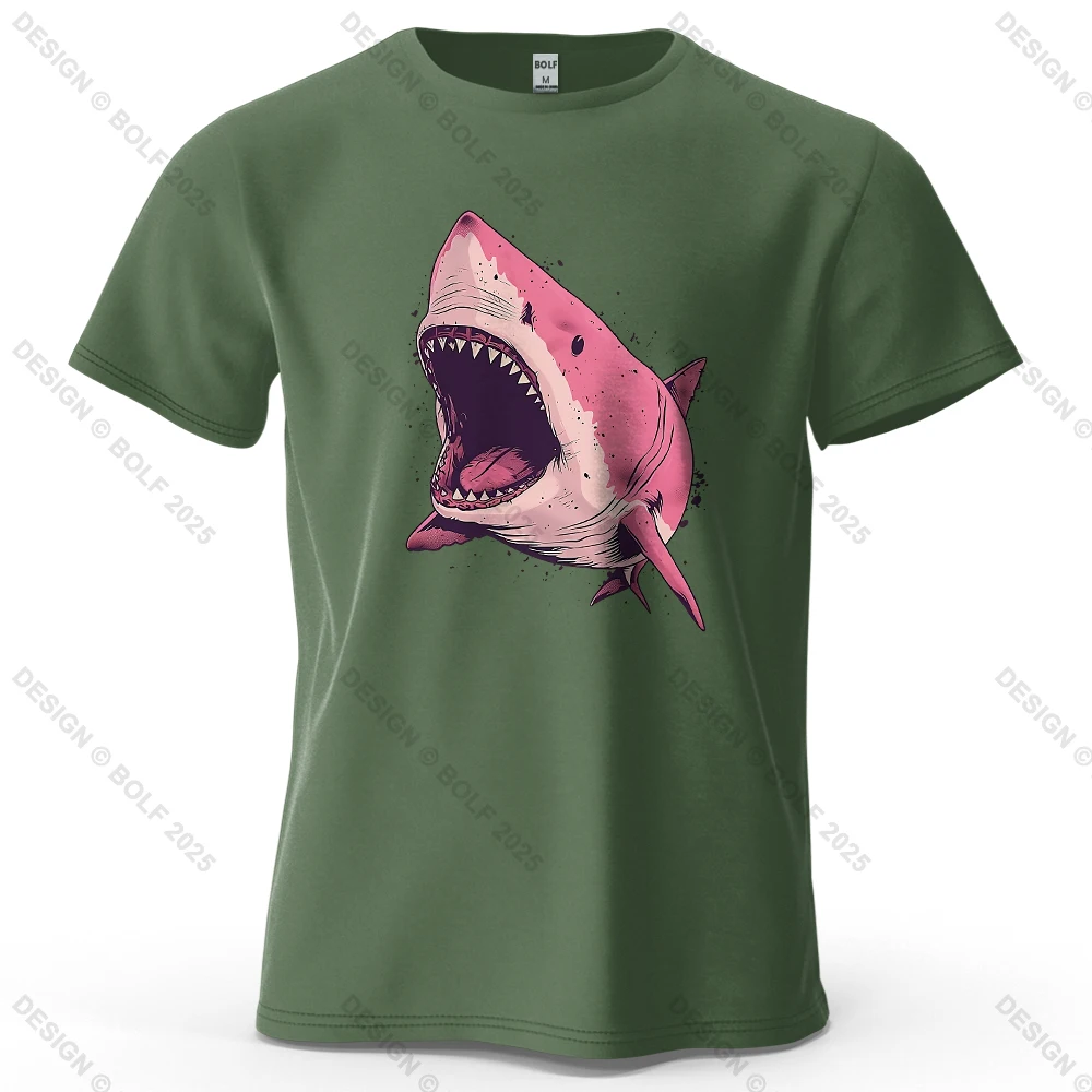 Pink Shark Cartoon Graphic Oversized 100% Cotton T-Shirt - Unisex Streetwear Tee