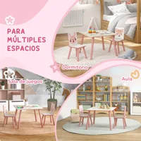 Zonekiz Ensemble table et 2 chaises Ensemble de meubles pour enfants 3 pièces pour enfants +3 ans avec imprimé animal et rose 6