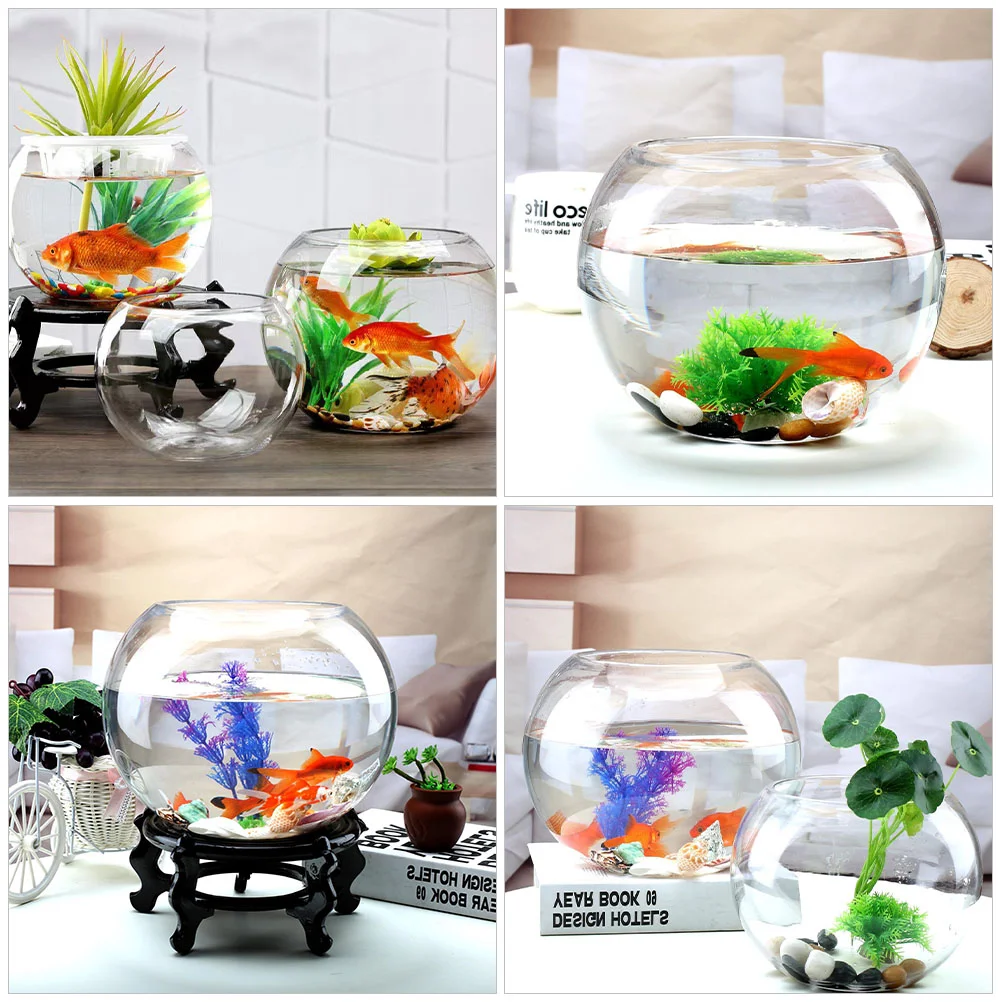 Glass Fish Tank Pom Vases Wall Hooks Decorative Goldfish Bowl Hydroponic Aquarium Transparent Desktop Square 4