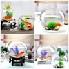 Glass Fish Tank Pom Vases Wall Hooks Decorative Goldfish Bowl Hydroponic Aquarium Transparent Desktop Square 4