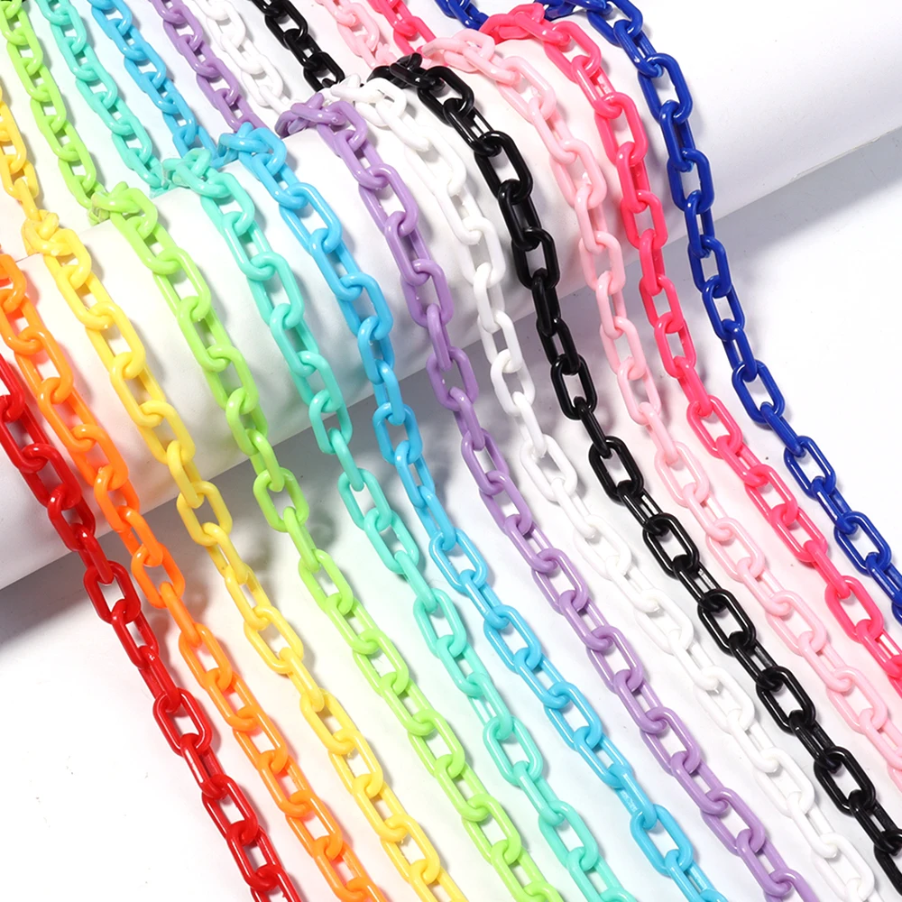 10 Stück 50 cm bunte Acryl-Gliederketten Verlängerungsketten für Schmuckherstellung DIY Halskette Armband Schlüsselanhänger Taschenkette Zubehör
