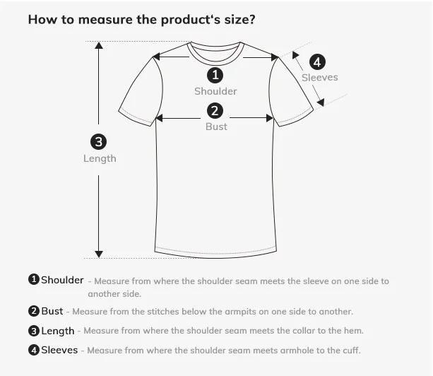 size chart Men's Streetwear Graphic T-shirts