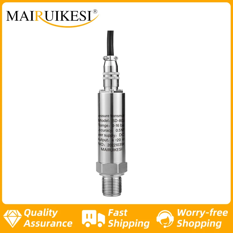 

Air Compressor Liquid Stainless Steel Pressure Transmitter 4-20ma 0-5v 0-10v Output External Thread G1/4 - 1-60mpa M12 * 15