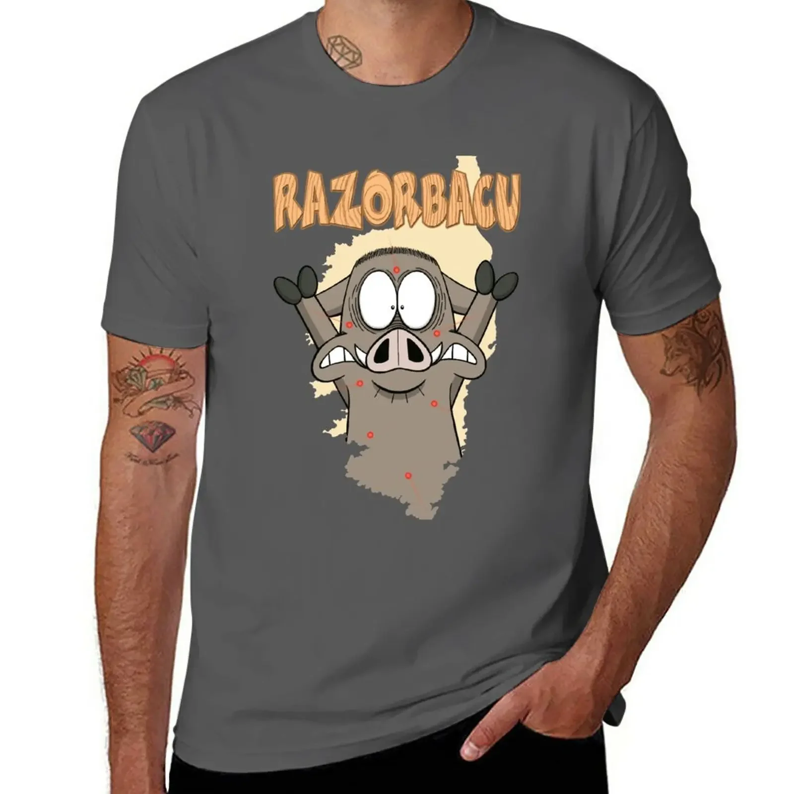 T-Shirt Razorbacu Spaventosa Abbigliamento Vintage Animal Prinfor Boys Fruit Of The Loom Magliette Da Uomo