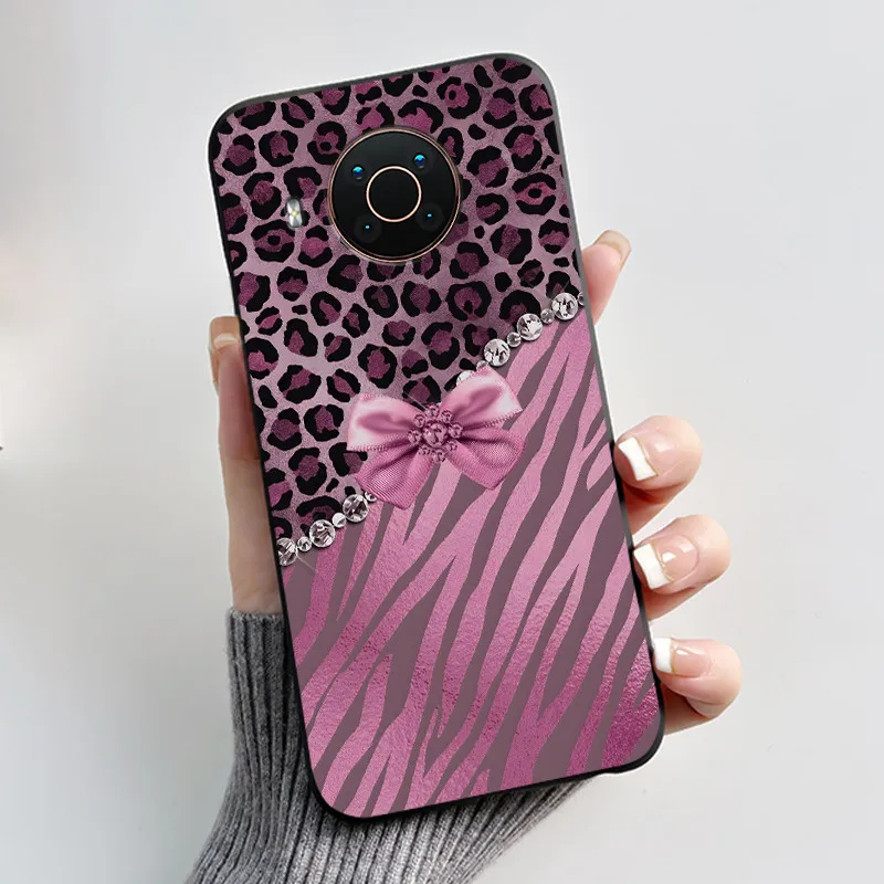 Floral Cartoon Design Soft Silicone Black Phone Case