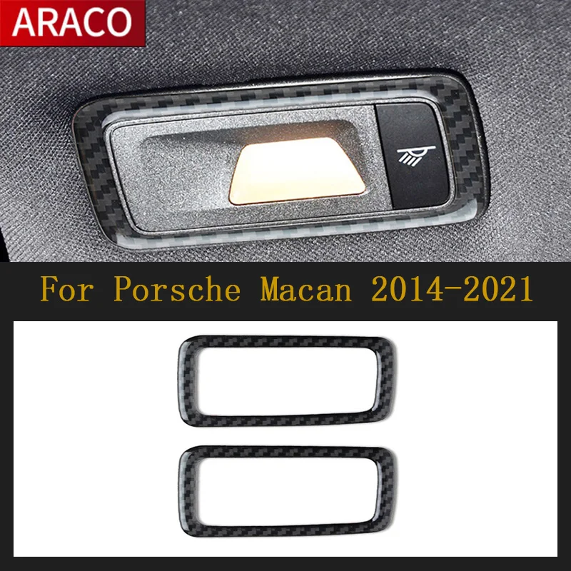 Per Porsche Macan 2014-2021 2 Pezzi Adesivo Pannello Impermeabile Liscio In Fibra Di Carbonio Lampada Da Lettura Posteriore Per Auto Trim Decal