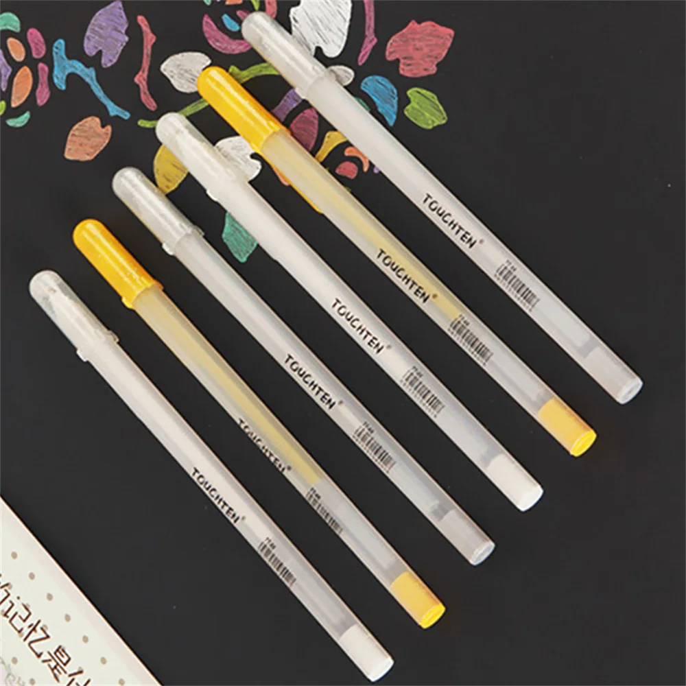 

6pcs White Gold Silver Highlight Marker Black Card Glass CD Tire Drawing Painting Pen Comic Art School Office Supply Stationery