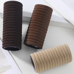 Bulk Pack of Black High Elastic Hair Bands - Strong and Stretchy Hair Ties and Ponytail Holders - 50PCs (Coffee mixed)