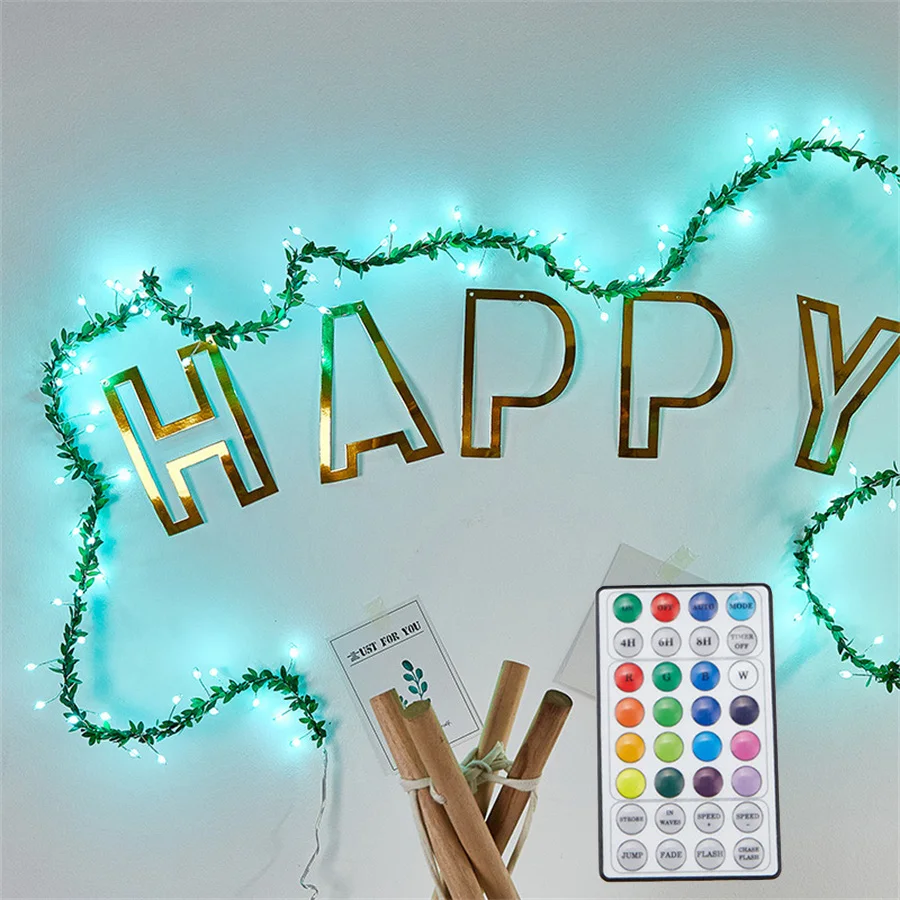 

Dreamcolor RGB Green Leaf Ivy Fairy Lights USB Copper Wire Firecracker Light Christams Vine String Lights for Window Tree Decor