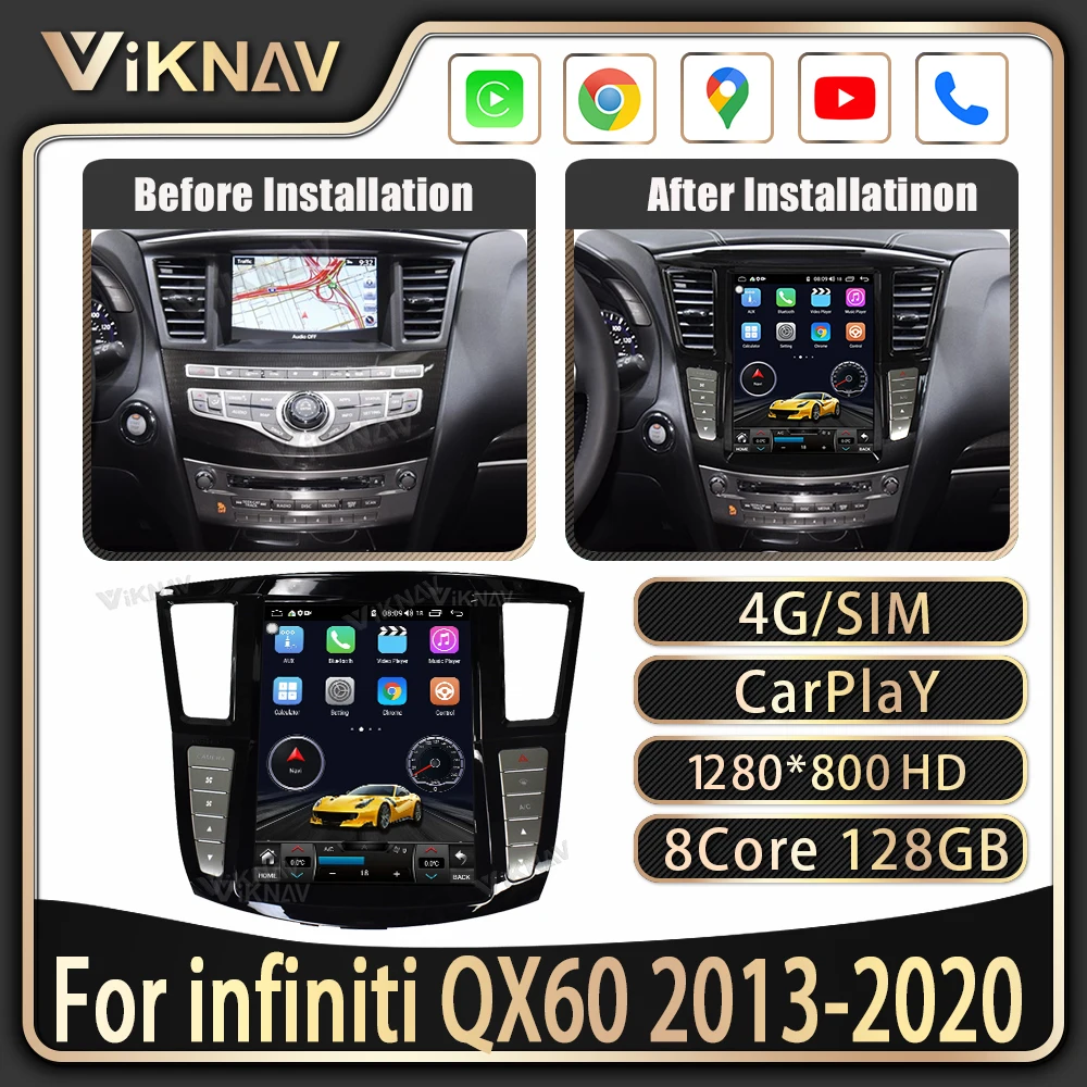 

12.3 inch Car Radio For infiniti QX60 2013-2020 Android12 Auto Carplay Touch Screen GPS Navigation LCD Multimedia Player 8+128GB