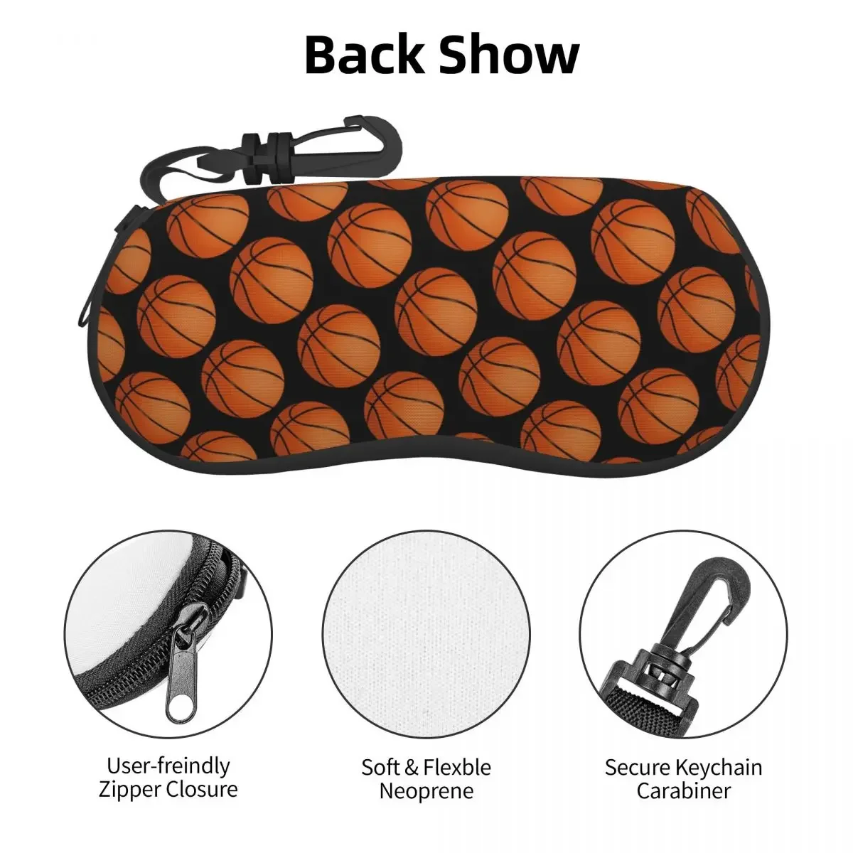 Cool Ball Print Horizontal Glasses Case Basketball Balls Soft Reading Sunglasses Pouch Men Women Key Chain Eyewear Box