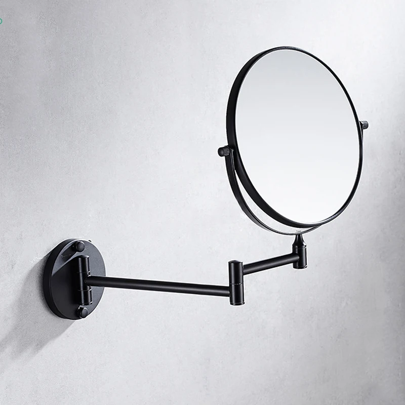 Description Picture 5 of itemFolding Cosmetic Mirror Wall-mounted Punch-free Bathroom Accessories Telescopic Black Metal Magnifying Beauty Round Wall Mirror