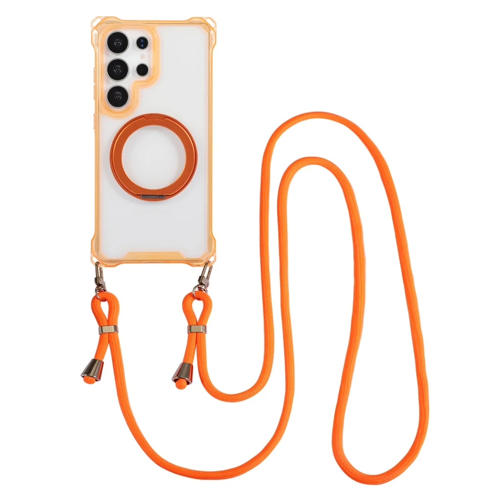 Adjustable Crossbody Necklace Strap Hand Rope Case For Samsung S26 Ultra S25 S24 S23 Magnetic Stand Holder Shockpoof Clear Cover_voghion.com