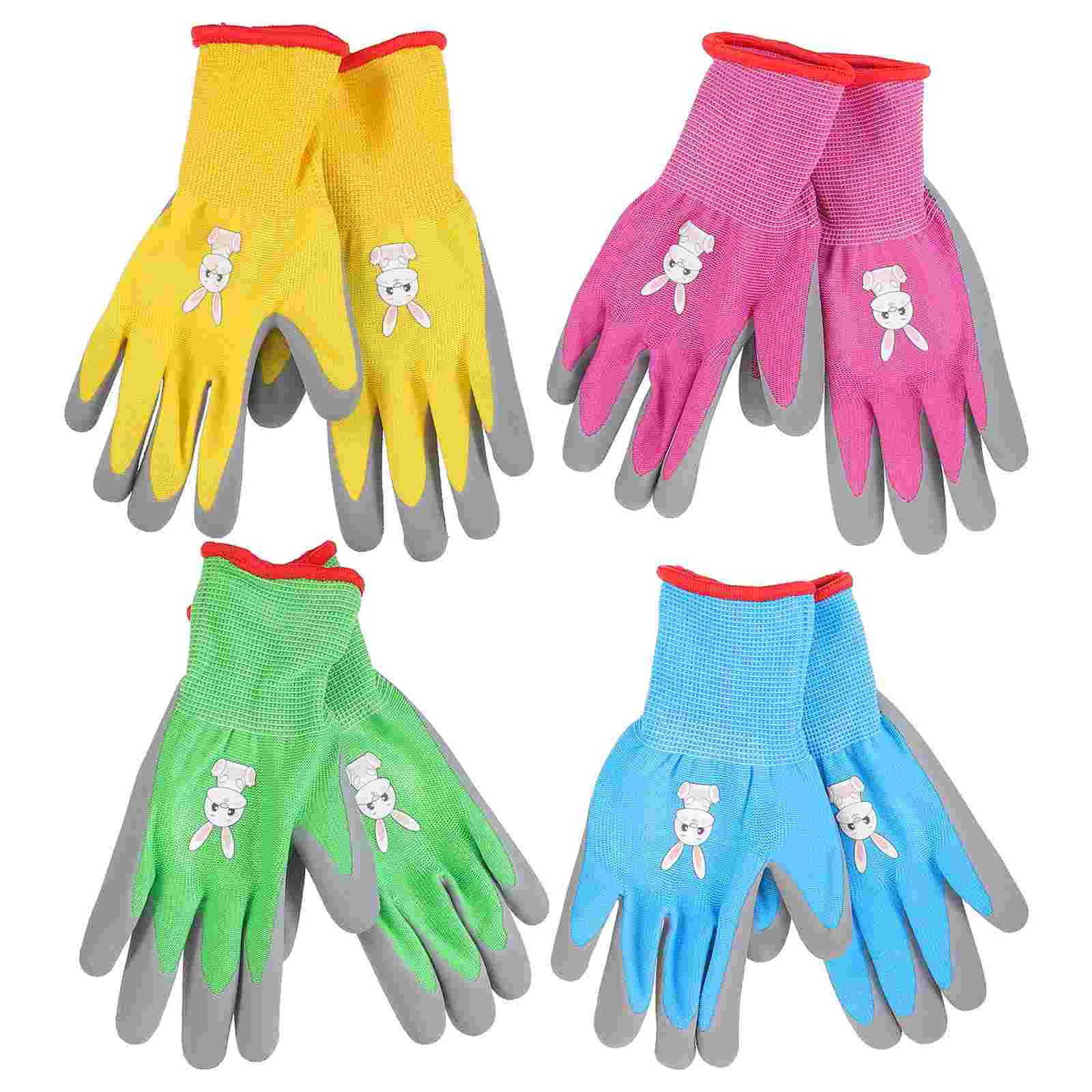 

4 Pairs Children's Gloves for Garden Working Non-slip Riding Cut Resistant Gardener Roller Skating Outdoor