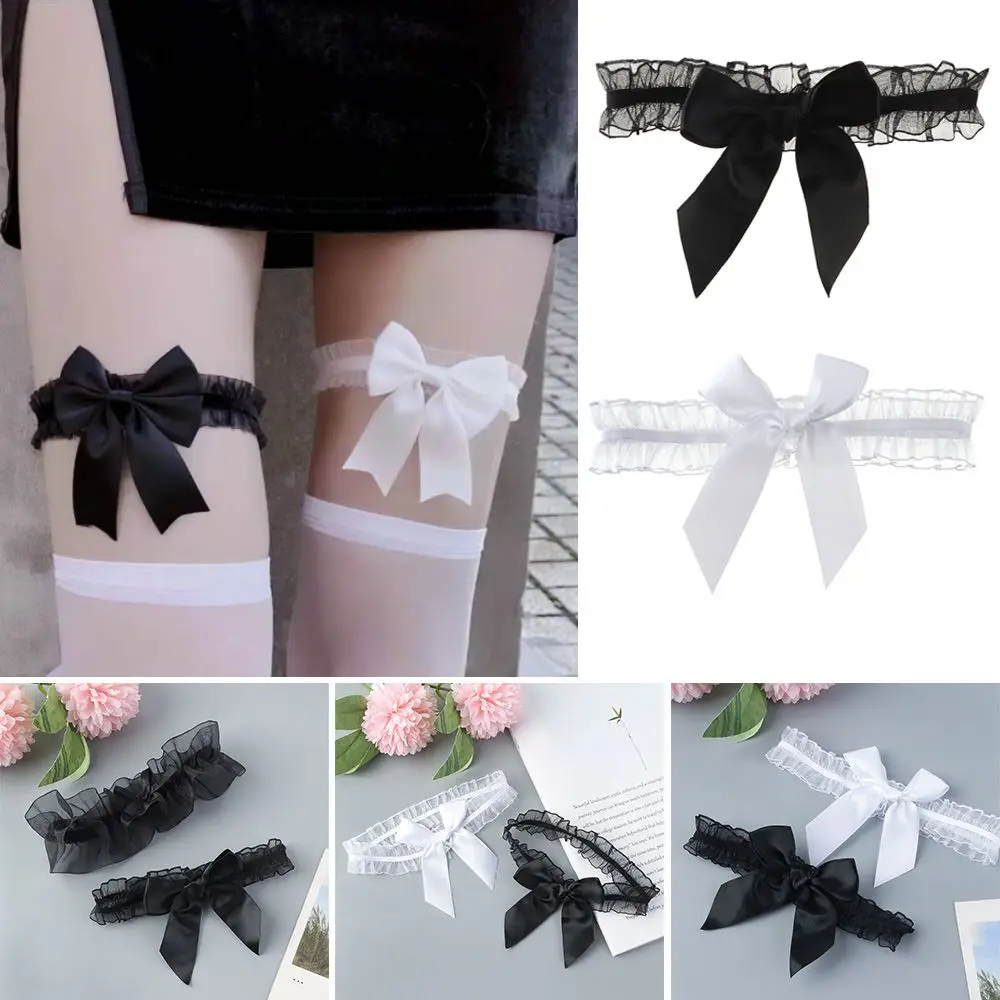 Lace Garter Belt Fashion Lace Garter Thigh Ring Lingerie Wedding Bowknot Elastic Leg Ring Bride Cosplay Party Accessories