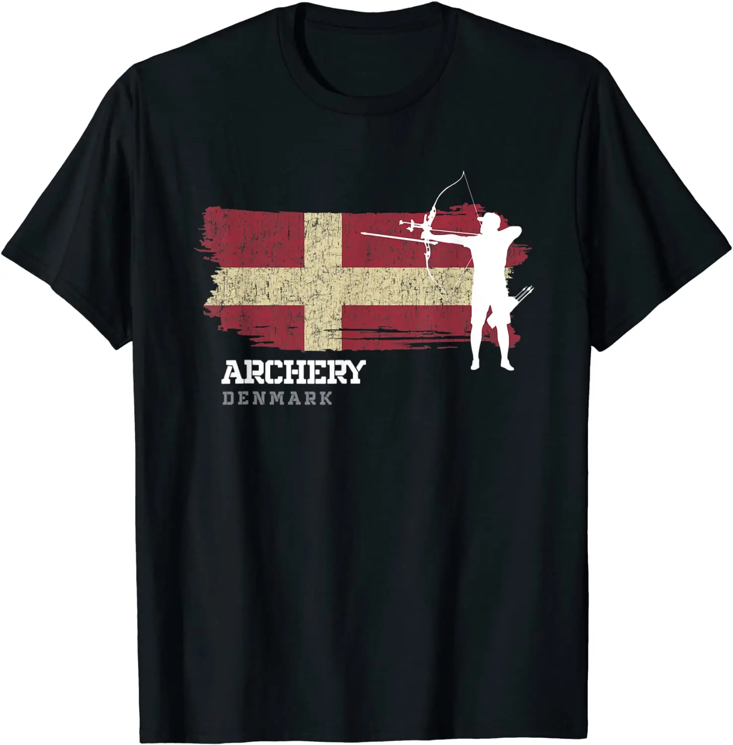 Denmark Archery Team Sports Danish Flag Bow Arrow T-Shirt. Premium Cotton Short Sleeve O-Neck Mens T Shirt New S-3XL |