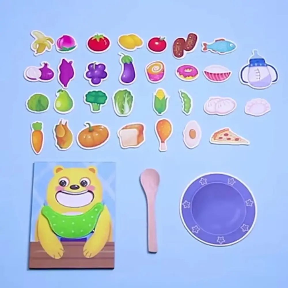 Food Feeding Simulation Feeding Game Role Play Simulation Bear Pretend Food Set Early Education Spoon Parent-Child Feeding Toy