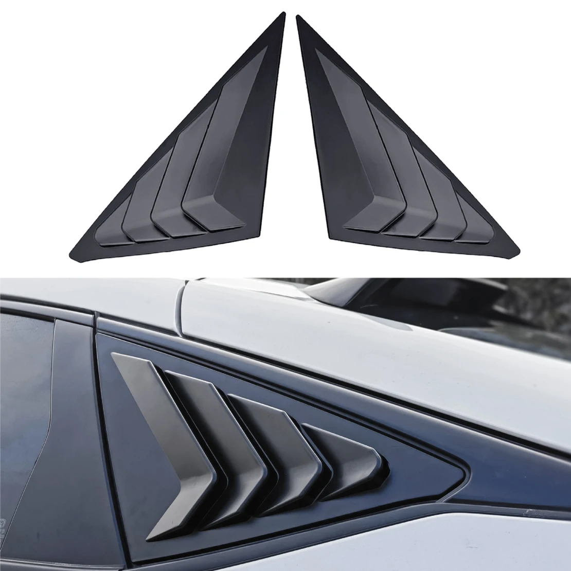 

1 Pair Car Left & Right Side Quarter Window Louver Shutter Cover Trim ABS Matte Black Fit for Honda Civic Hatchback 2022-2023