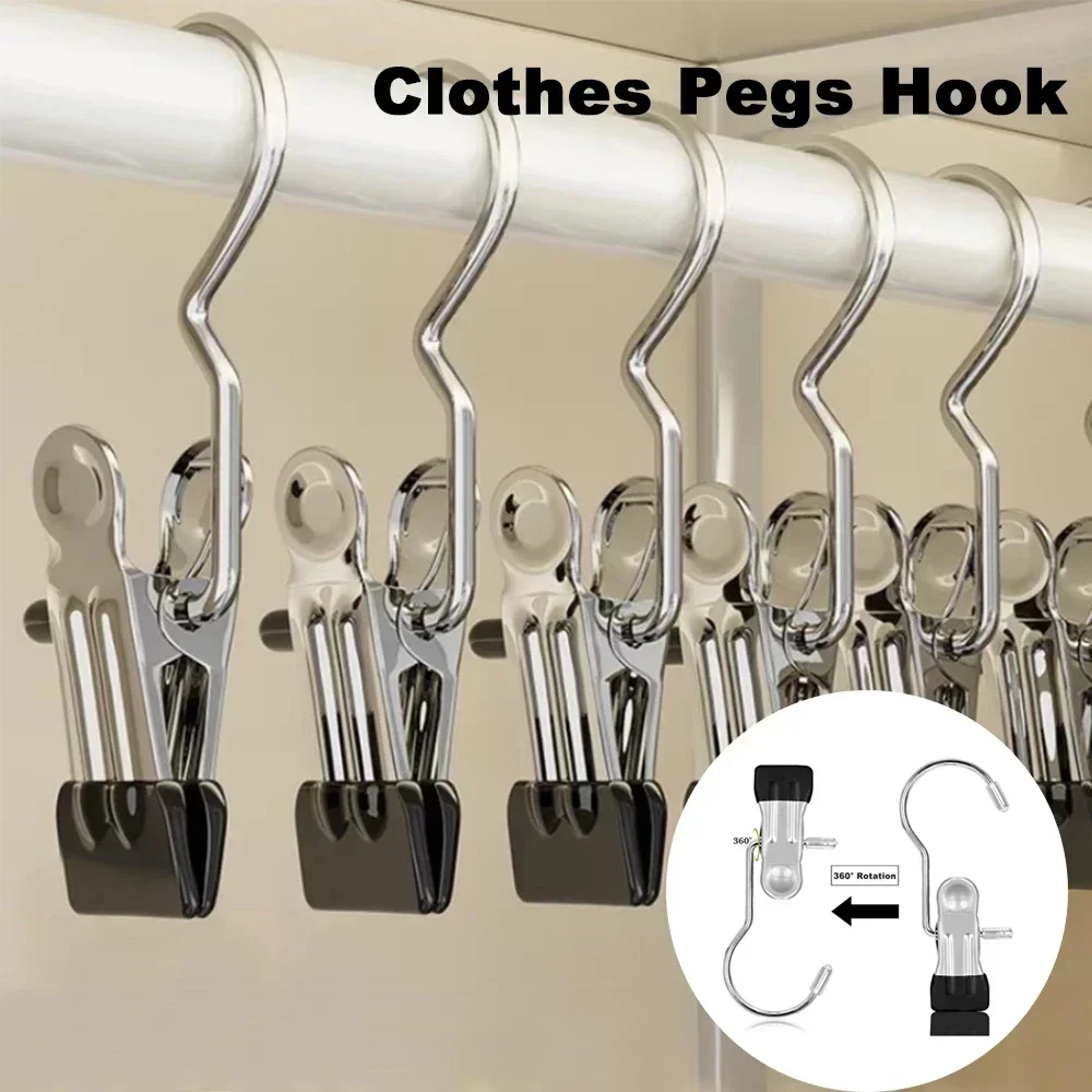 Stainless Steel Clothespins Laundry Clothes Pegs Hook Portable Hanging Clothes Clip Wardrobe Organizer Hanger 10-100pcs