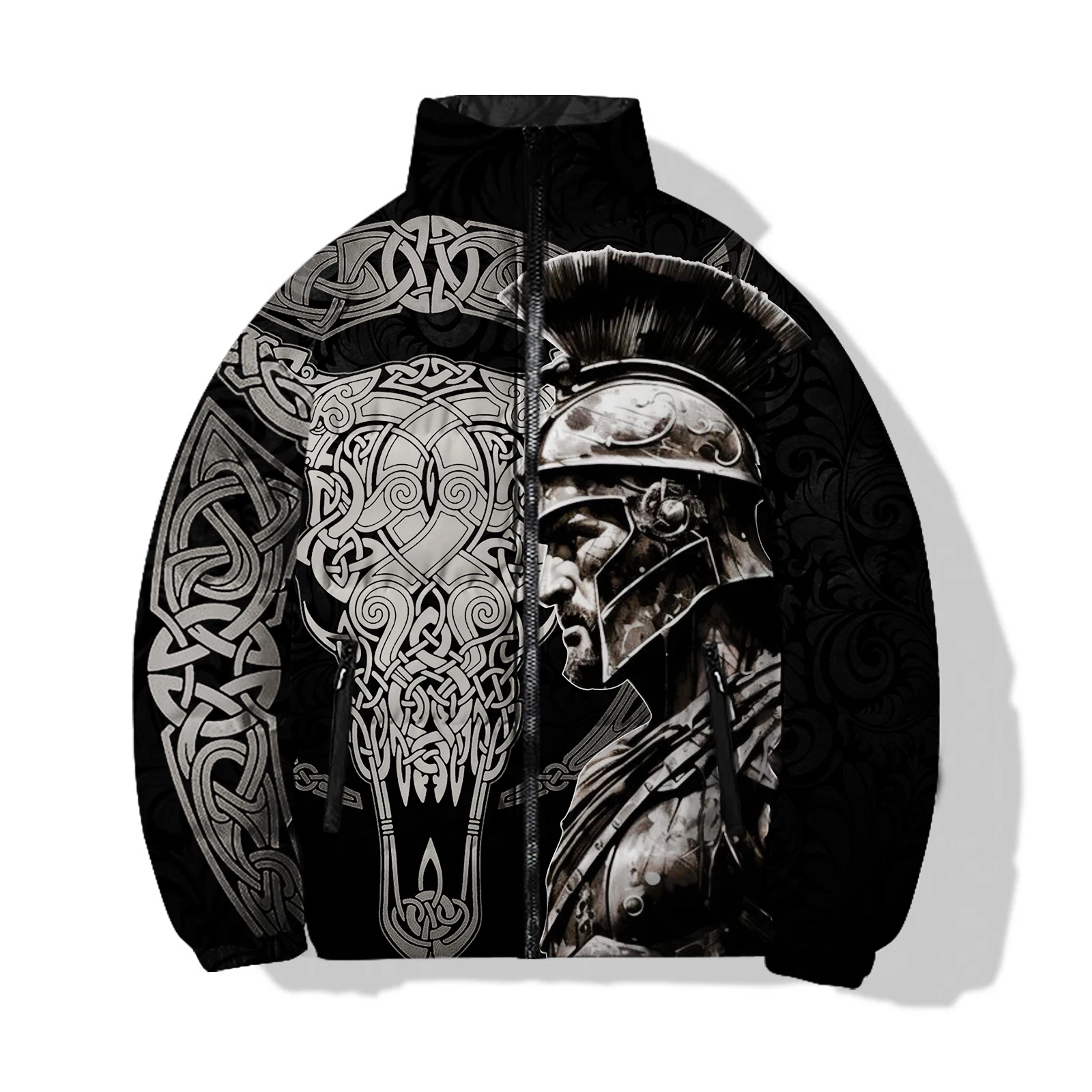 thumbnail image 1 of Ropa de algodón estampada de guerrero de moda Abrigos de invierno para hombre Deportes de ocio para hombre Cómodo y cálido Abrigo moderno y versátil, 1 of 5