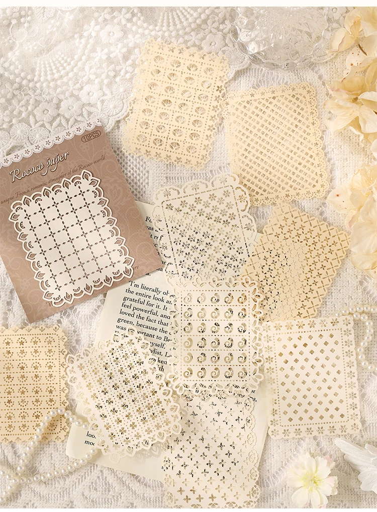 10 Stück Vintage Spitze Hohlmaterial Papier Schmetterling Bastelpapier Junk Journal Planer Dekorative DIY Scrapbooking Material Pack – Detail 12