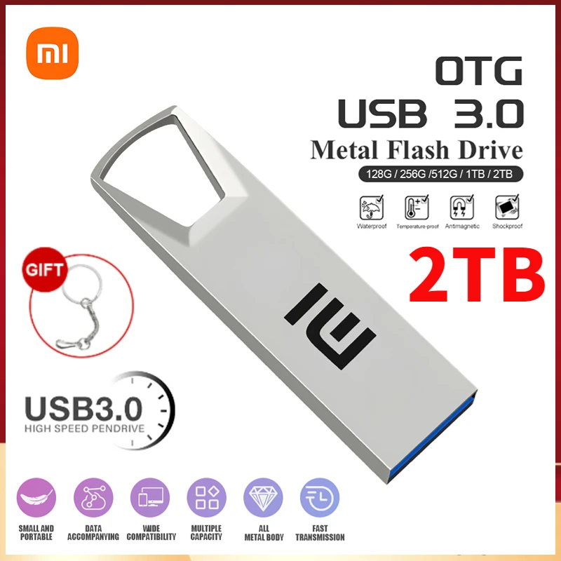 Xiaomi Usb Flash Drive Pen Drive Impermeabile Super Mini Metal Usb 3.0 Flash Usb Stick Pendrive 2Tb Per Cle Usb 128Gb 256Gb