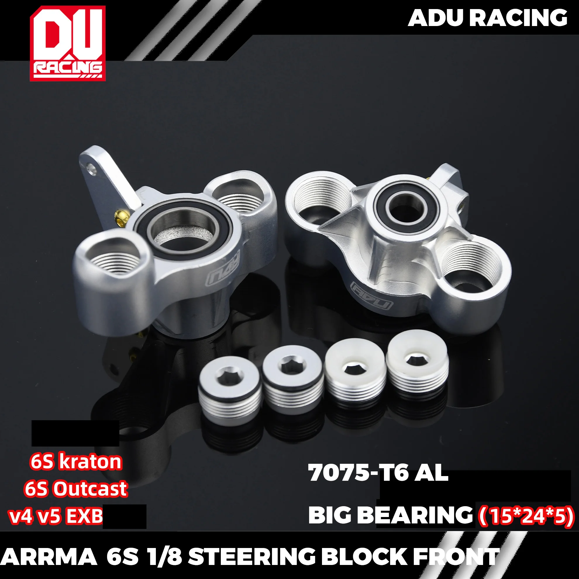 ADU Racing STEERING BLOCK FRONT CNC 7075 T6 ALUMINUM for ARRMA 6S OUTCAST KRATON rc car parts go kart parts