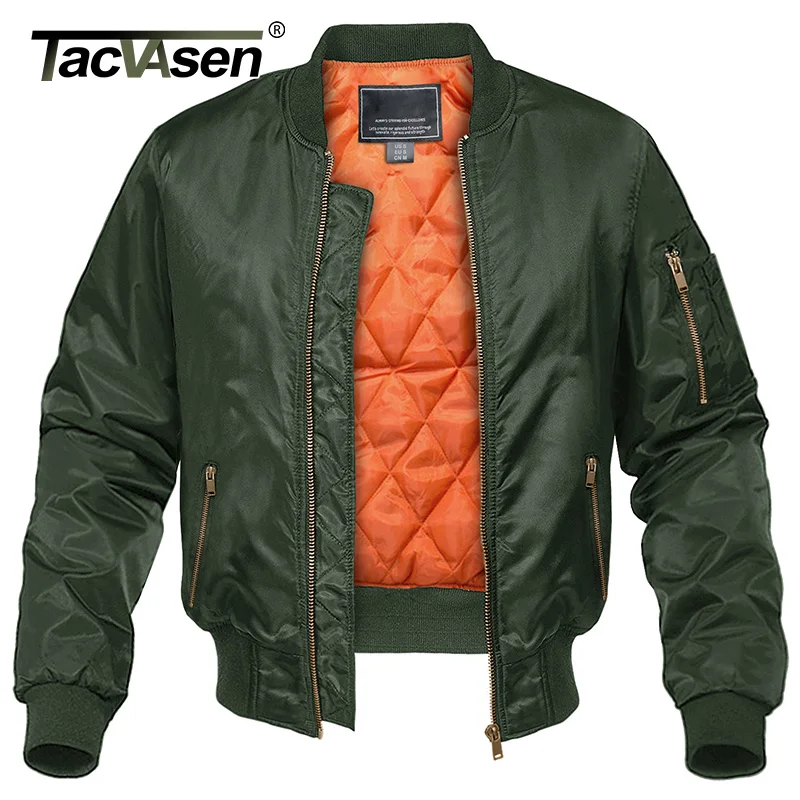 TACVASEN Mens Outdoor Jackets Casual Bomber Jacket Windproof Outwear Coat Lined Warm Winter Jacket