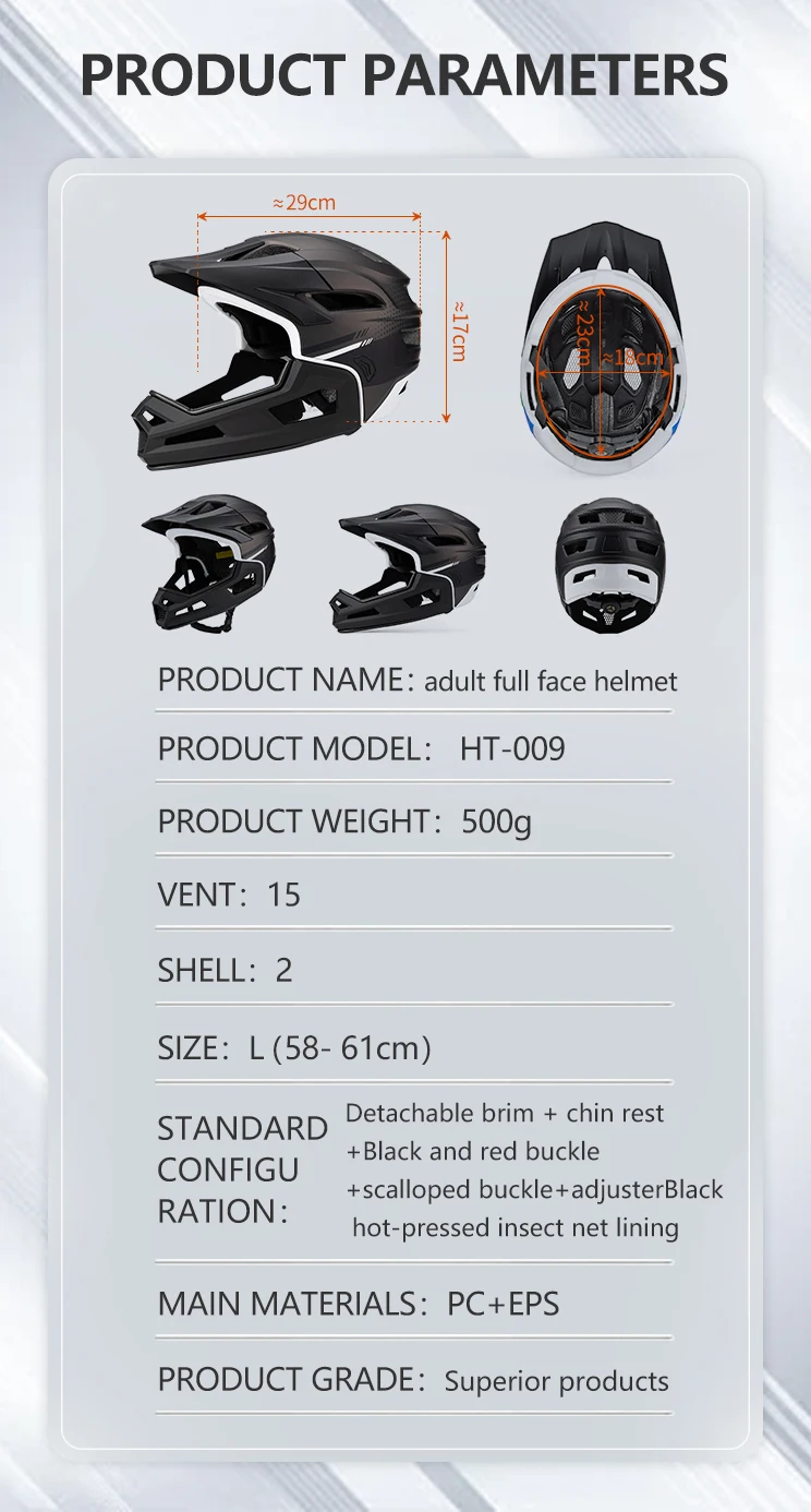 Description Picture 3 of itemEastinear's New Adult Bicycle Helmet Full-face Detachable Outdoor Sports Motorcycle Skateboard Riding Helmet Protects the Head