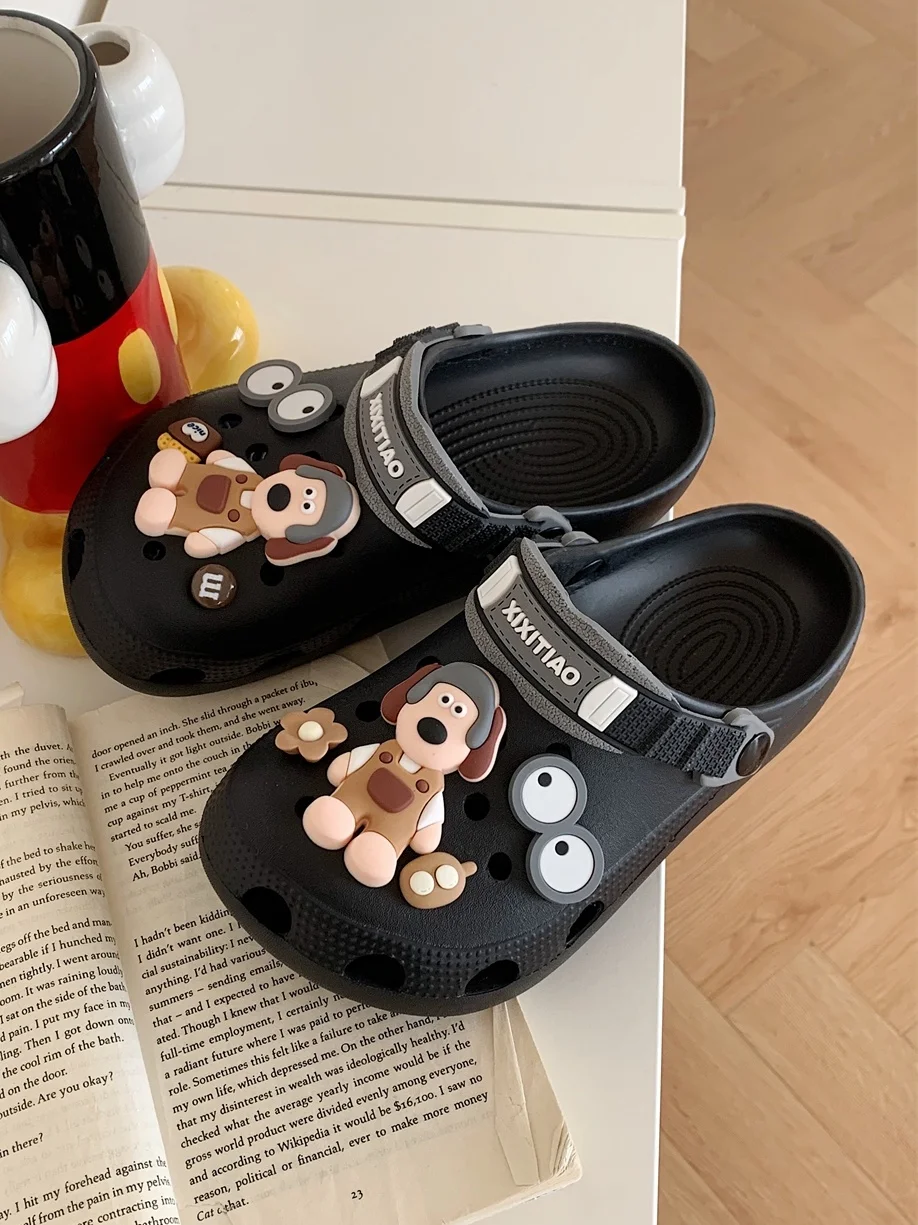Dog DIY EVA Hole Sandals Women Garden Shoes Men And Women Summer Couples Wearing Fashion Beach Slippers Home Slippers