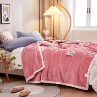 Pink Flannel Fleece Blanket Adult Children Soft Warm Throw Bed Covers Simple Solid Color Sofa Breathable Bedspreads 4
