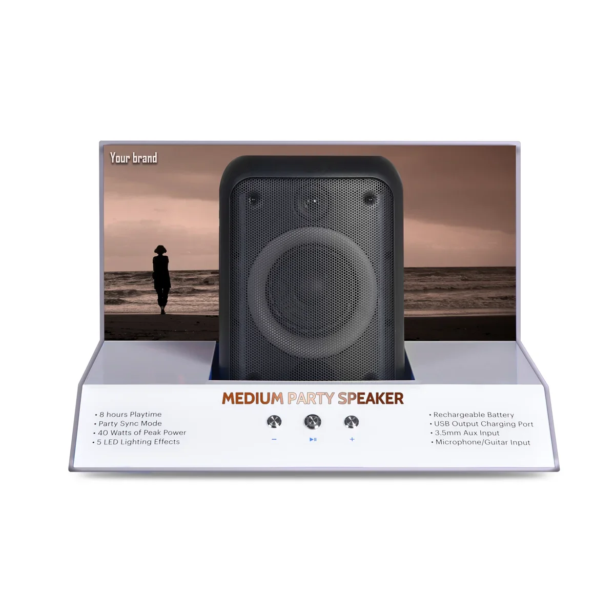 counter size electronic POP acrylic audio sound display stand